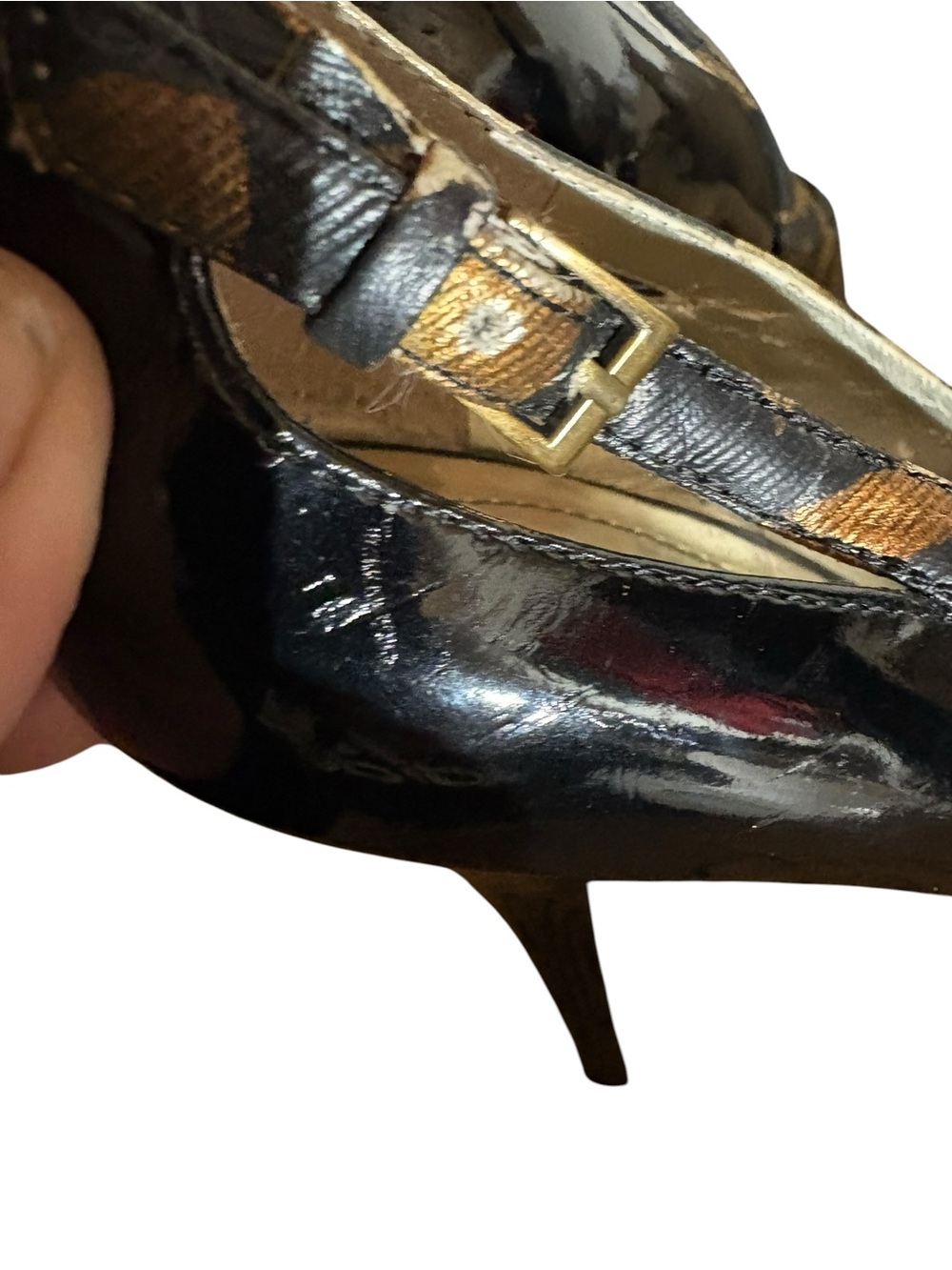 GUESS Vintage Leopard Patent Leather Platform Slingback Heels - Picture 11 of 16